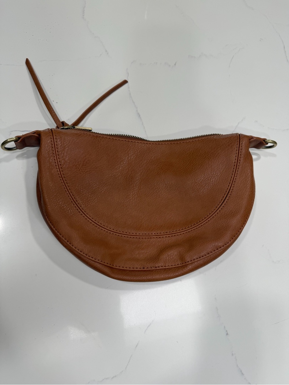 Anthropologie Crescent Crossbody Bag - Cognac Brown
